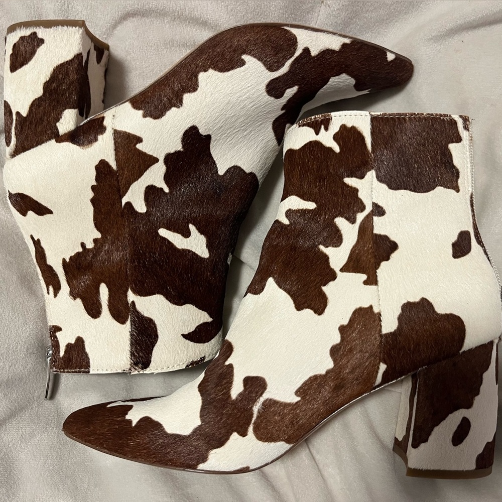 Steve Madden Cow Print Ankle Boots